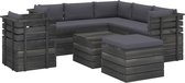 vidaXL 8-delige Loungeset met kussens pallet massief grenenhout