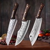 Bol.com T&M Knives - Messenset Professioneel 3-delig - Japanse Koksmessen - Prachtige Keukenmessen - Koksmes En Hakmes Messen Se... aanbieding