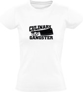 Culinary Gangster | Dames T-shirt | Wit | Culinair | Kookkunst | Koken | Chef-kok | Sous-chef | Restaurant | Keuken | BBQ | Barbecue | Slager | Butcher