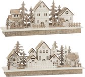 Deco Winter Huizen Led Hout Beige Large Assortiment Van 2
