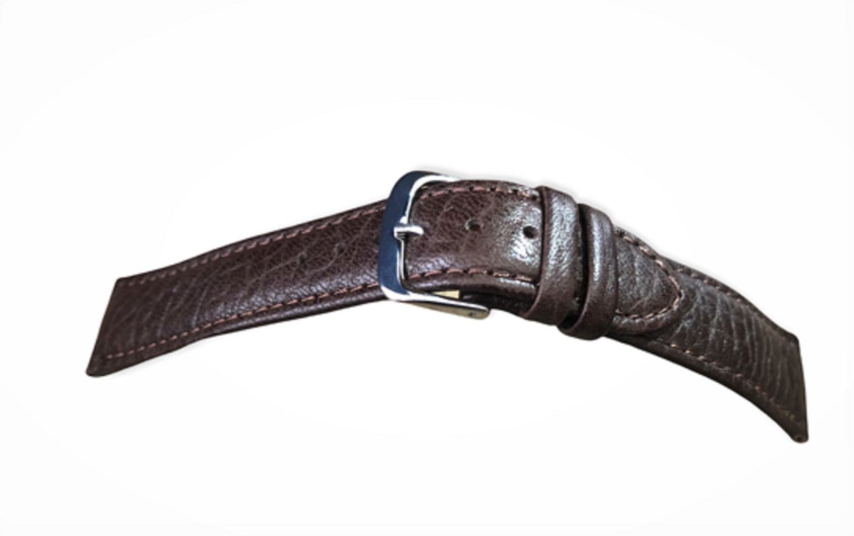 horlogeband-24mm-echt leer-donker bruin- bruin-gevuld-zacht-24 mm