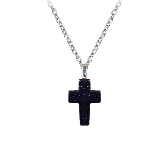 Fako Bijoux® - Collier - Cross Mini - Grès - Natuursteen - 50cm