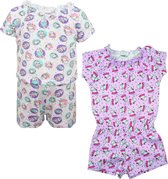Pummel Eenhoorn Jumpsuit - Pyjama - Set van 2 stuks - Maat 122/128