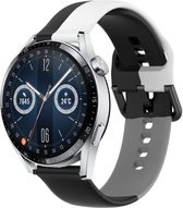 Strap-it Triple sport bandje - geschikt voor Huawei Watch GT / GT 2 / GT 3 / GT 3 Pro 46mm / GT 4 46mm / GT 2 Pro / GT Runner / Watch 3 - Pro / Watch 4 (Pro) / Watch Ultimate - zwart/wit/grijs