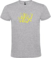 Grijs T-shirt ‘No Way!’ Geel Maat 4XL