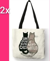 Kattenhebbedingen - 2x Tas - Kat - Poes - Voor de kattenliefhebber - Time spent with cats