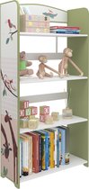 Kamyra® Boekenkast voor Kinderen - Kinderkamer, Speelgoedkast, Opbergkast - Kindvriendelijk - Hout - 62.5x24x120 cm - Wit, Groen