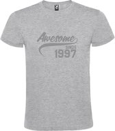 Grijs  T shirt met  "Awesome sinds 1997" print Zilver size XL