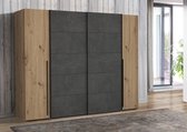 WOONENZO - Kledingkast Narago (270 cm) - kledingkasten slaapkamer - kledingkasten - kledingkasten met schuifdeur - kledingkast slaapkamer - kledingkasten