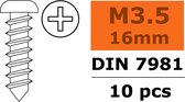 Revtec - Zelftappende cilinderkopschroef - 3,5X16mm - Gegalvaniseerd staal - 10 st