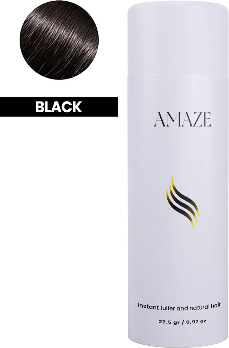 Amaze Haarpoeder voor Kaalheid (Man/Vrouw) - Keratine Haarvezels Zwart - 27.5 gram - Haaruitval