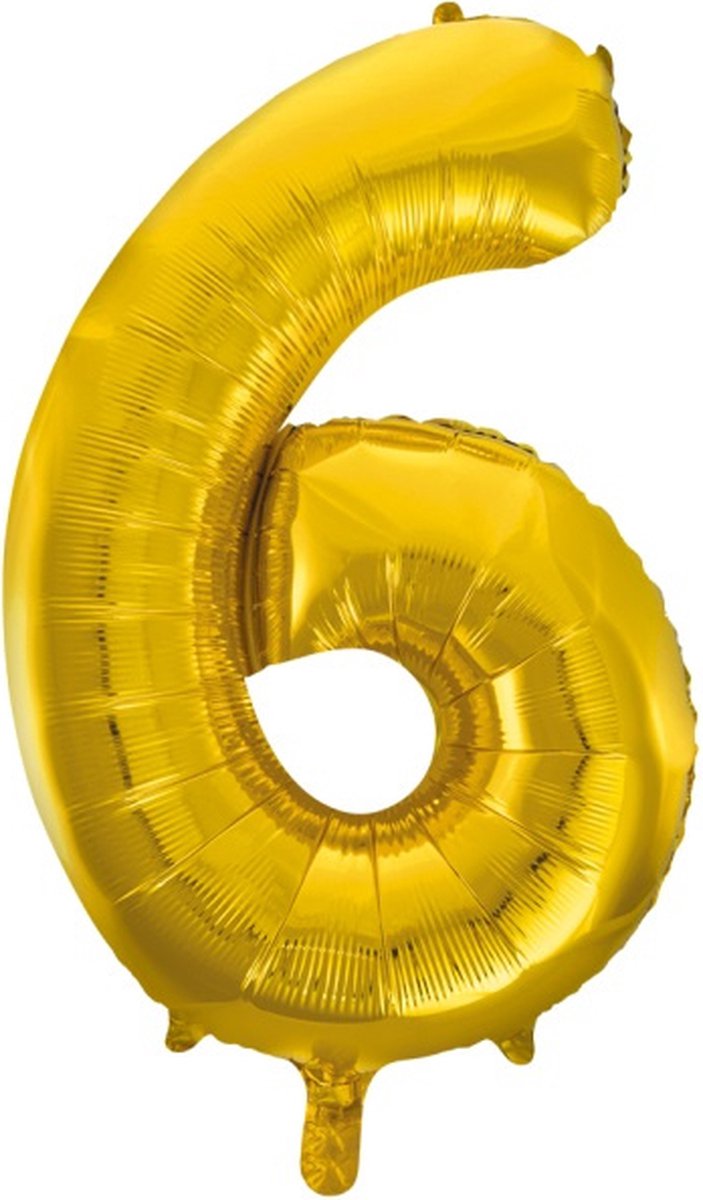 Folie ballon cijfer 6 goud | 86 cm