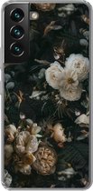 Geschikt voor Samsung Galaxy S22 hoesje - Bloemen - Patronen - Vogel - Siliconen Telefoonhoesje