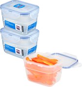 Lock&Lock Vershoudbakjes - Bewaardozen voedsel - Magnetron bakjes met deksel - Snackdoosjes - Stapelbaar - Set van 3 stuks - 800 ml - Transparant
