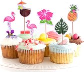 Cupcake Decoratie - Tropisch - Taarttopper - Flamingo - Prikkers - 12 stuks