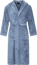 Badstof badjas met capuchon – lang model – unisex – badjas dames – badjas heren – sauna badjas – denim blauw – S/M