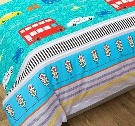 HONGNIU Politie auto vliegtuig beddengoed eenpersoons dekbedovertrek set ademend zacht comfortabel hypoallergeen microvezel met ritssluiting dekbedovertrek voor jongens meisjes baby en tieners 1
