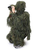 Luxiqo® 3D Camouflage Pak – Ghillie Suit – Ghillie Pak – Sluipschutters pak – 5-Delig – Maat M/L