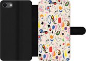 Bookcase Geschikt voor iPhone SE 2020 telefoonhoesje - Patronen - Abstract - Kunst - Met vakjes - Wallet case met magneetsluiting