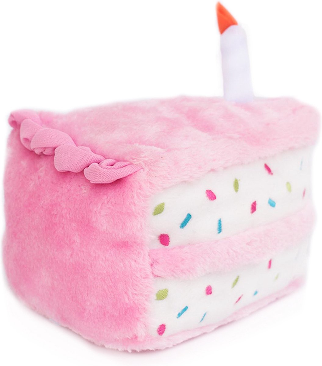 Zippy Paws Birthday Cake - Pink - Honden speelgoed knuffel met piep