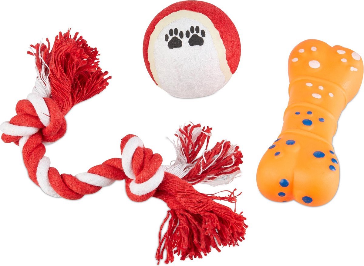 Hondenspeelgoed - Hondenbot - Kauwspeelgoed Hond - Bijtspeelgoed - Bone Hond - set van 3 stuks - Speelgoed Hond - Hondenspeelgoed touw