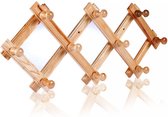 Eurostockdeals wandkapstok hout - 10 haken - muurkapstok - uitschuifbaar - kapstok - garderobe
