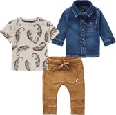 Noppies - Kledingset - 3delig - Jogdenim Blouse - Sweatpants - Shirt - Maat 68