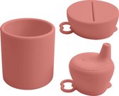 Sippy Drink beker + GRATIS snackdeksel Terracotta - Drinkbeker - Oefenbeker - Tuitbeker - Sippy cup - Siliconen - Duurzaam