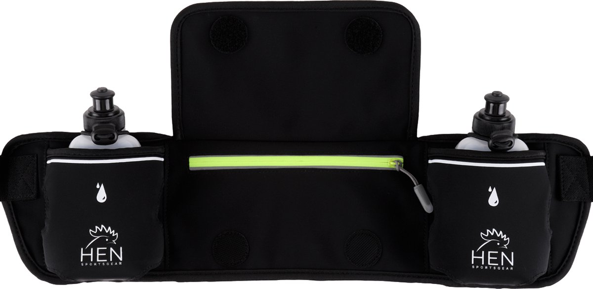 Hen Sportsgear – Sport heuptas met 2 bidons – drinkgordel – Running belt – Heupriem met telefoonhouder – Sport heupband – bidonhouder - bidon