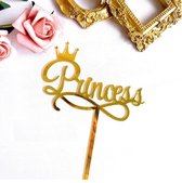 Taart Decoratie - Prinses - Taarttopper - Princess - Goud - Kroontje