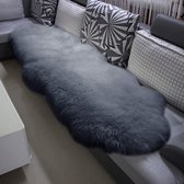 furnibella - TP3513hgr-L ecologische lamsvacht schapenvacht tapijt bedmat sofa mat echte natuurlijke vacht longhair lichtgrijs 180-210cm