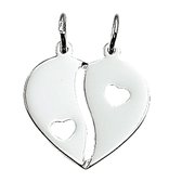 Vriendschapshartje® Breekhartje met hartjes zilver - hart hanger - gepersonaliseerd breekhart - inclusief graveren
