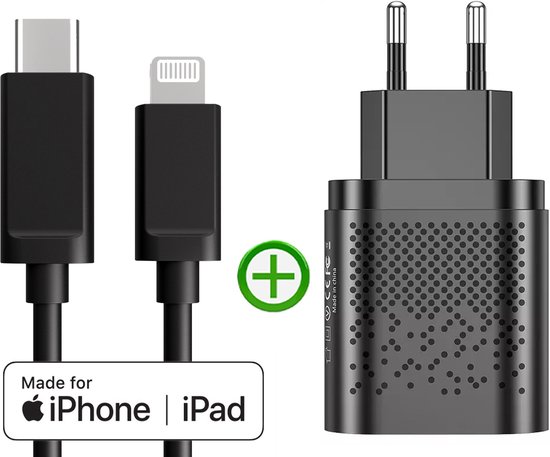 Snellader 20W met Classic Black edition USB-C naar Lightning Kabel 2m