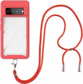 Google Pixel 6 Pro Hoesje met Koord TPU Back Cover Keycord Rood