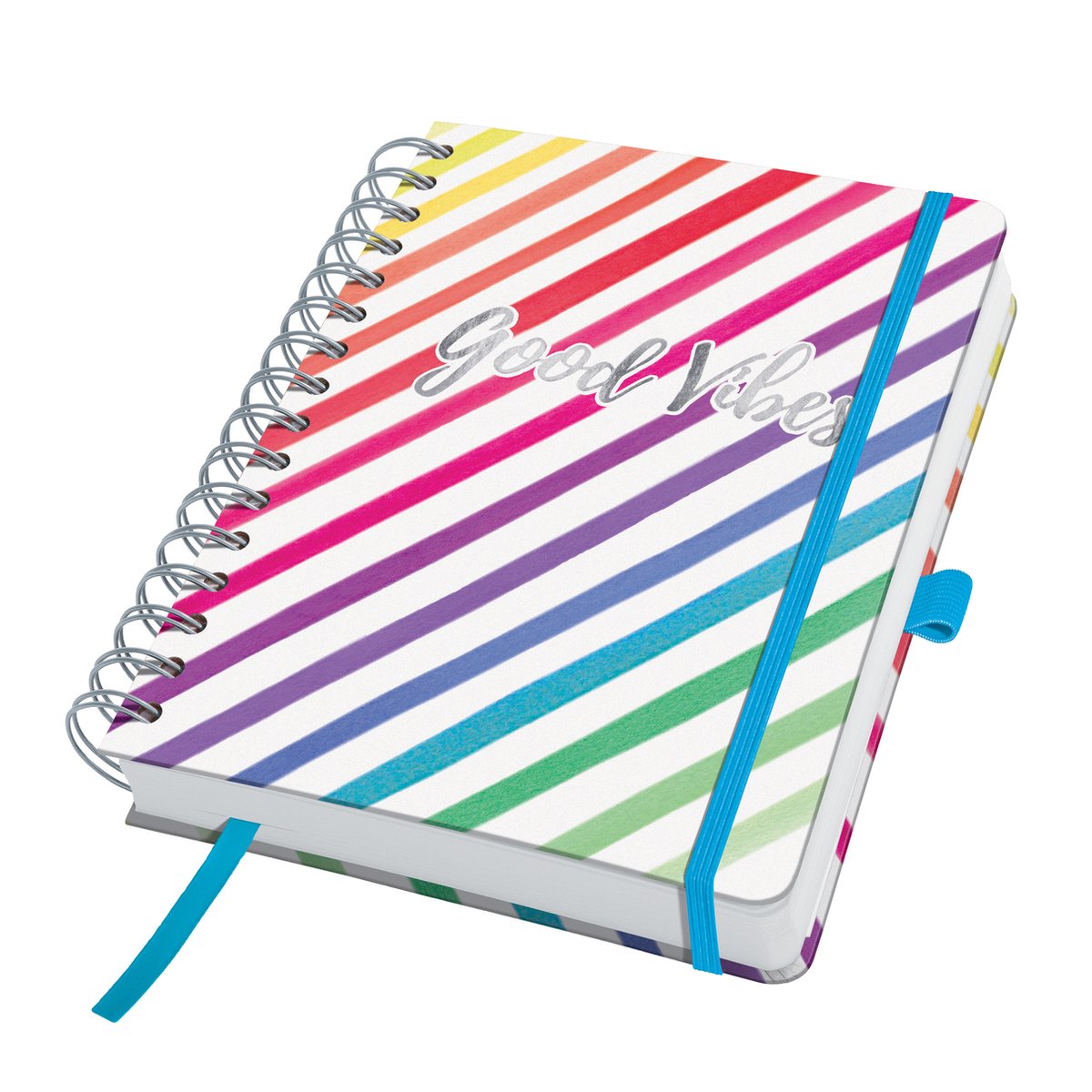Sigel - spiraal notitieboek - A5 - Jolie - hardcover - 240 pagina's - blanco - 120 grams papier - Light Rainbow Vibes - SI-JN650