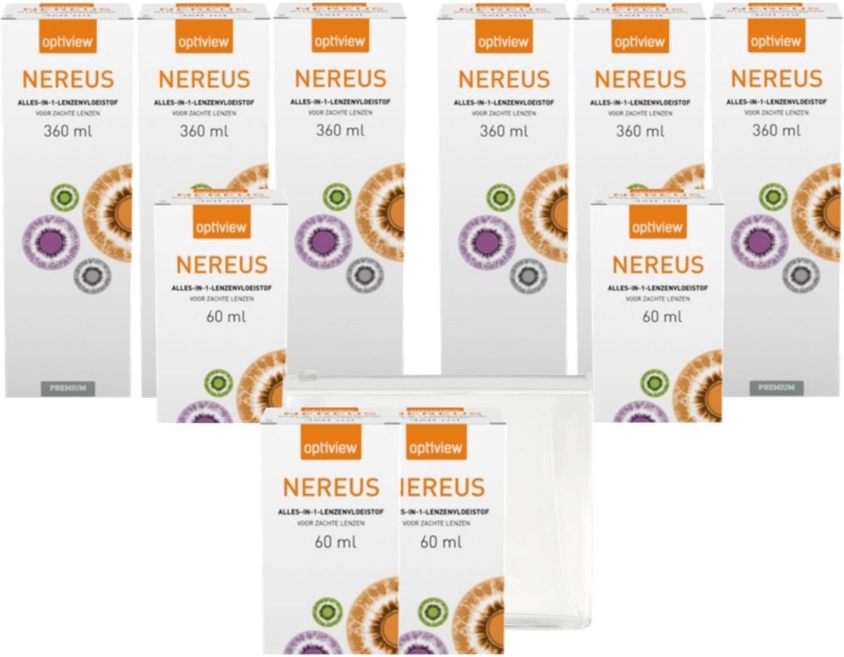 Optiview Nereus Premium 2x voordeelpak: 3x360ml '+ 60ml '+ gratis reisverpakking: 2x 60ml