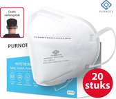 Purnote FFP2 mondkapje met verlengstukken - Wit - 20 stuks - Type 2 Mondmasker - Individueel verpakt - EN149 gecertificeerd - Vloeistofbestendig - Incl. 5 Maskerverlengers