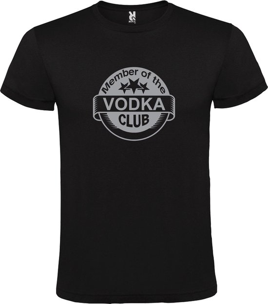 Zwart  T shirt met  " Member of the Vodka club "print Zilver size M