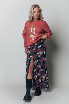 Colourful Rebel Rive Flower Rok  Rood Dames - Wijduitlopende Fit - Viscose - XL