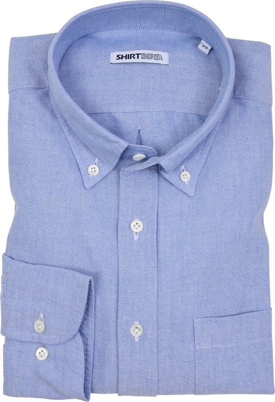 SHIRTBIRD | Falcon | Overhemd | Blauw | American Oxford |  100% Katoen | Pre Washed | Strijkvriendelijk | Parelmoer Knopen | Button Down | Original OCBD | Premium Shirts | Maat 41