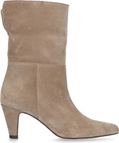 Manfield - Dames - Beige suède korte laarzen - Maat 37