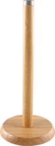 Bamboe houten keukenrolhouder rond 14 x 32 cm - Keukenpapier/keukenrol houders van hout