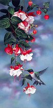 Diamond painting 45x85 cm - Bloemen met vogel