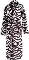 iSleep Badjas - Zebra Print - Zachte Fleece - Lang Model - Maat M - Bruin/Wit