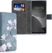 kwmobile telefoonhoesje voor Xiaomi Redmi Note 9 - Hoesje met pasjeshouder in taupe / wit / blauwgrijs - Magnolia design