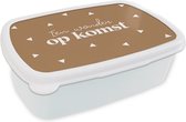 Broodtrommel Wit - Lunchbox - Brooddoos - Baby - Ouderschap - Quotes - Een wonder op komst - Spreuken - 18x12x6 cm - Volwassenen