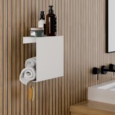 Schulte doucheplanchet - gemakkelijk te lijmen doucherek - eenvoudig zonder te boren - 22.5x9.5x22.5 cm - kleur wit - hangend badkamerschapje D1853 70