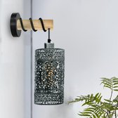 Moderne massief houten arm metalen holle gecombineerde bewaker hangende lichte kooi binnenwandlamp