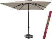 Parasol vierkant ecru met voet en beschermhoes | Madison Moraira 230 x 230 cm parasol vierkant en kantelbaar