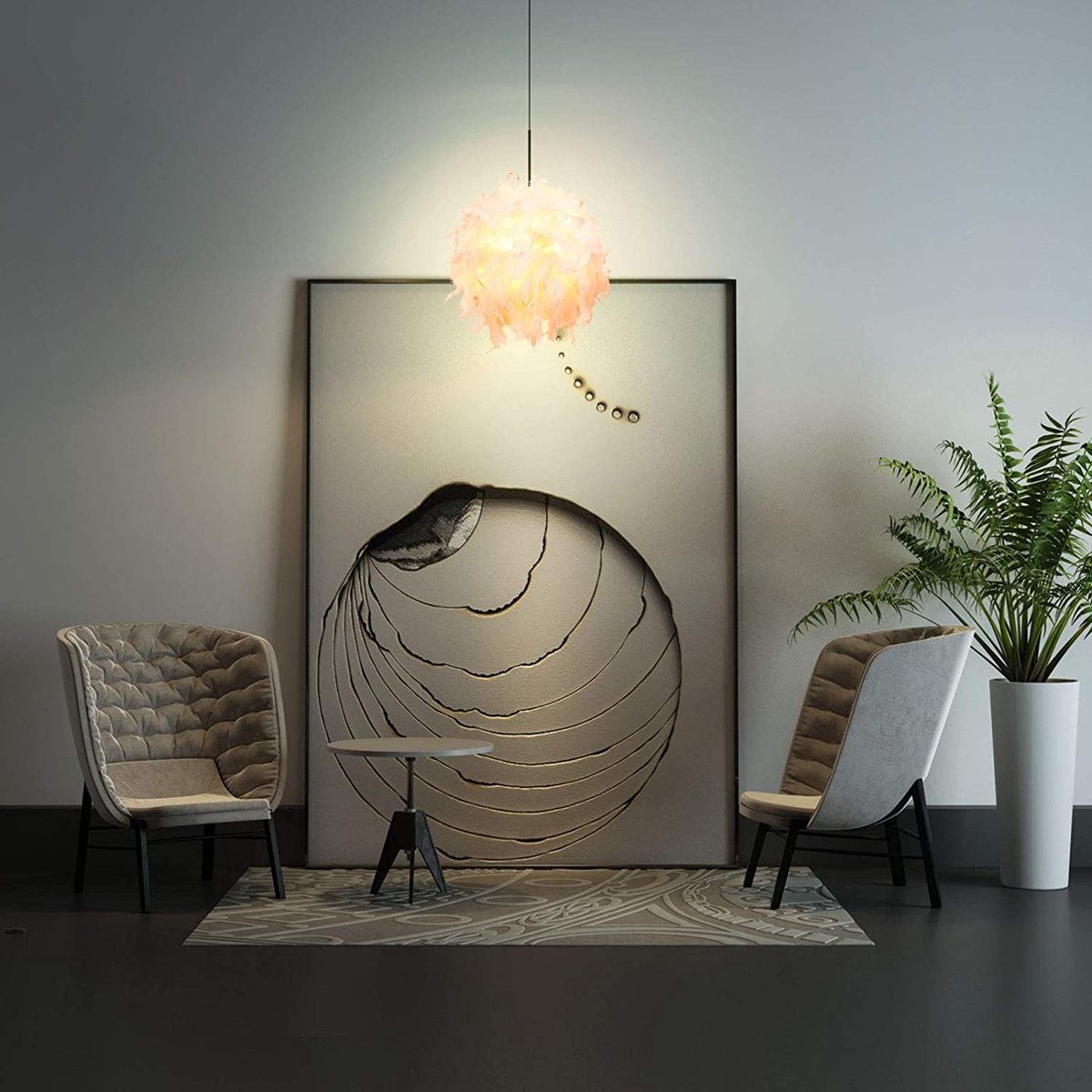 45 cm/17,8 inch Ellipsoïde Witte Veer Hanglamp Veren Lampenkap Plafondlamp Kroonluchter